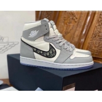 Trendy Design Dior x Nike Air Jordan 1 AJ1 High Top Sneakers Grey/White 0425072