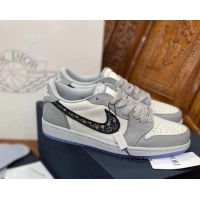 Top Design Dior x Nike Air Jordan 1 AJ1 Low Top Sneakers Grey/White 0425073