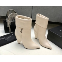 Discount Saint Laurent Nike Ankle Boots in Smooth Leather and Monogram 8.5cm White 101163