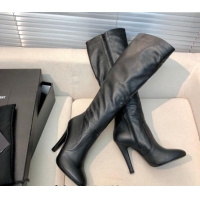 Luxury Saint Laurent Calf Leather High Boots 11.5cm Black 101170