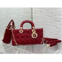 Super Quality MEDIUM LADY D-JOY BAG Patent Cannage Calfskin M0540ON RED