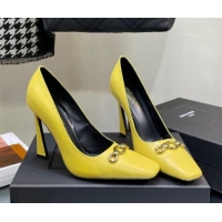 Classic Hot Saint Laurent Severine Pumps in Crocodile-embossed Leather Yellow 1115058