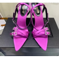 Duplicate Saint Laurent Lila Sandals in Satin 11.5cm Heel Purple 114067