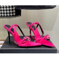 Good Quality Saint Laurent Lila Sandals in Satin 11.5cm Heel Rosy 114064