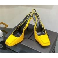 Duplicate Saint Laurent Maxine Slingback Pumps in Crepe De Chine 11.5cm Heel Yellow 1114063