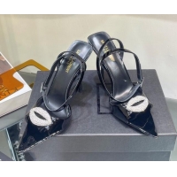 Top Quality Saint Laurent Nuit Sandals in Patent Leather 11.5cm Heel Black 114060