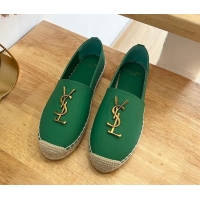 Pretty Style Saint Laurent YSL Lambskin Espadrilles Green 122644