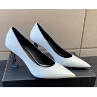 Durable Saint Laurent Calfskin YSL High Heel Pumps 8.5cm White/Black 122857