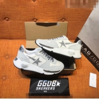 ​Best Price Golden Goose Running Sole Sneakers in Nylon and Suede with Glitters Silver Star G0159 White/Light Grey 2022