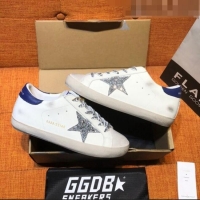 ​Reasonable Price Golden Goose V-Star Calfskin Sneaker with Glitter Star G0162 White/Blue 2022