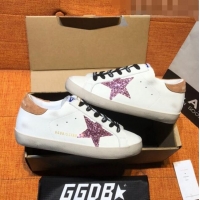 ​Buy Inexpensive GGolden Goose Super-Star Calfskin Sneaker with Glitter G0175 Pink Star White 2022