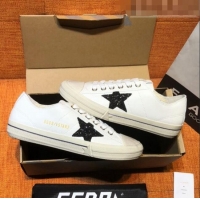 Buy Discount Golden Goose V-Star Calfskin Sneaker with Glitter G0175 Black Star White 2022