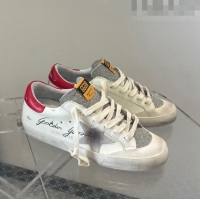 Free Shipping Golden Goose Super-Star Sneakers in Calfskin and Glitter with G0189 Grey Star White 2022