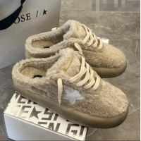 ​Top Quality Golden Goose Space-Star Shearling Sabots Sneaker with G0191 White Star Beige 2022