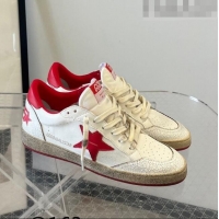 ​Inexpensive Golden Goose GGDB Ball Star Calfskin Sneaker 0208 White/Red 2023