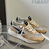 ​Promotional Golden Goose Running Sole Sneakers in Silver Glitter and Dove-gray Suede with 9047 black leather star 2023