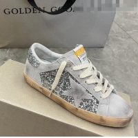 Well Crafted Golden Goose Super-Star Sneakers in silver glitter light grey suede 9051 2023