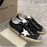 ​Grade Design Golden Goose V-Star 2 Sneakers in black nappa leather with white star and crystal 0108 2023