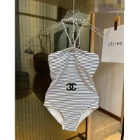 ​Super Quality Chanel Striped Swimwear 0510 White/Black 2023