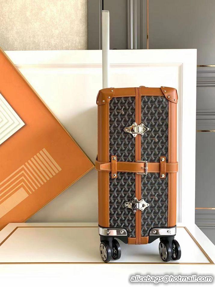 Good Taste Goyard Bourget PM Trolley Case Wheeled Luggage 20inches GY1647 Brown