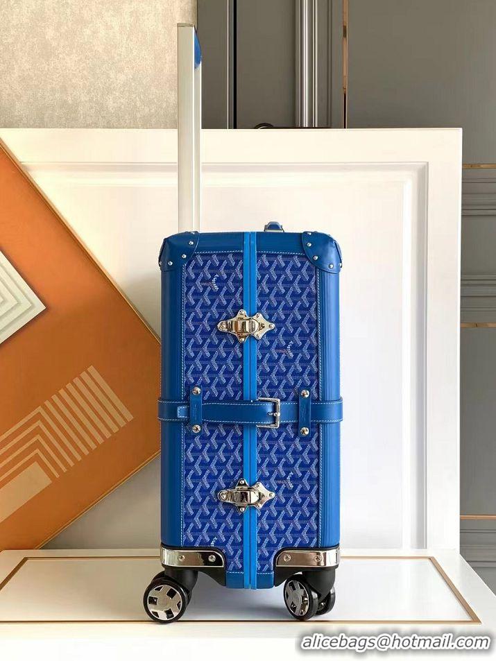 Luxurious Goyard Bourget PM Trolley Case Wheeled Luggage 20inches GY1647 Sky Blue