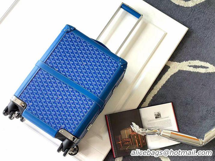 Luxurious Goyard Bourget PM Trolley Case Wheeled Luggage 20inches GY1647 Sky Blue