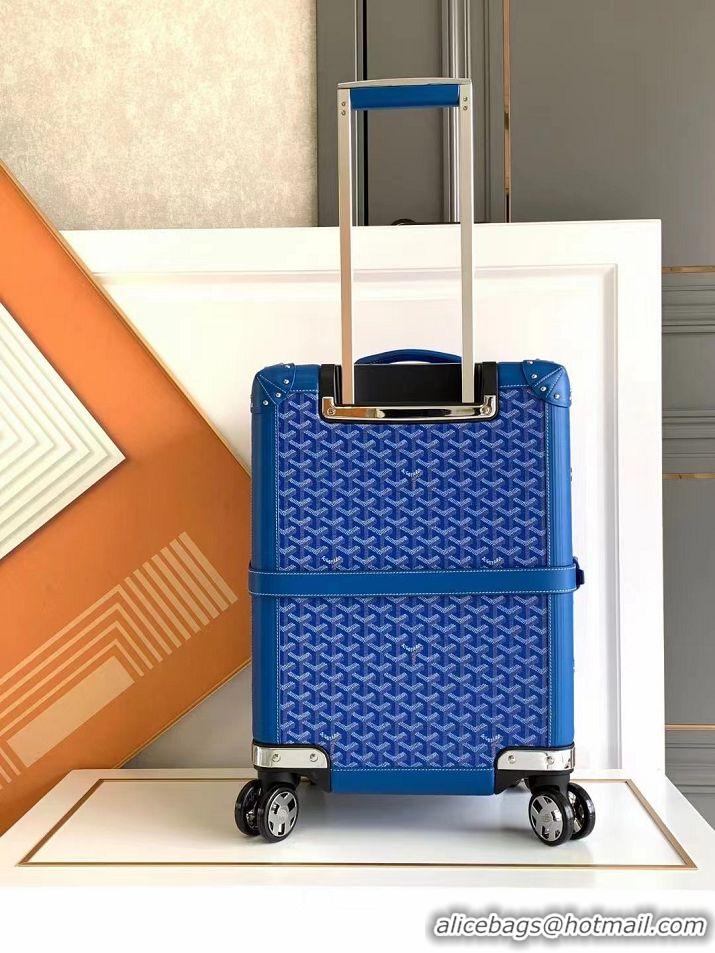 Luxurious Goyard Bourget PM Trolley Case Wheeled Luggage 20inches GY1647 Sky Blue