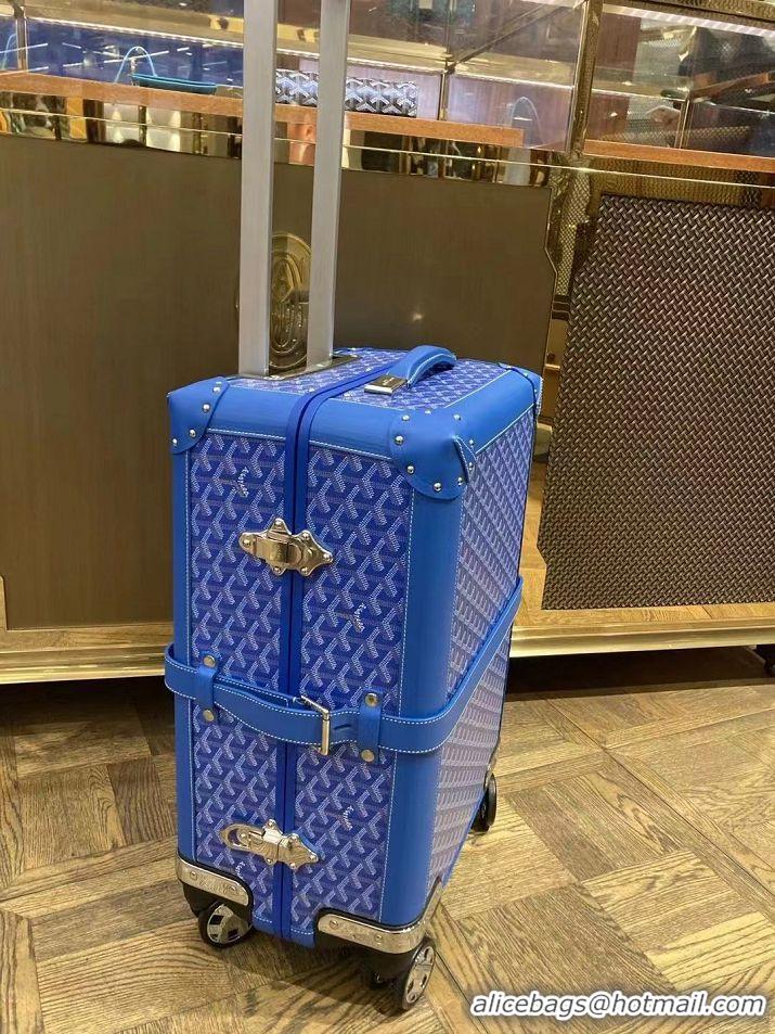 Luxurious Goyard Bourget PM Trolley Case Wheeled Luggage 20inches GY1647 Sky Blue