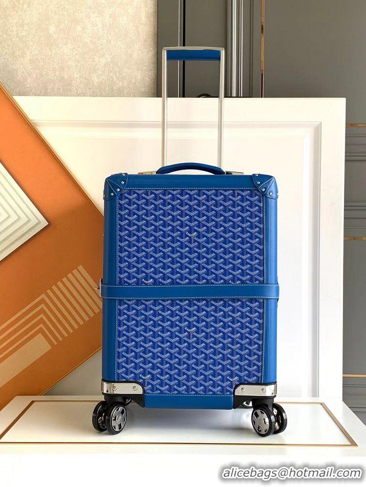 Luxurious Goyard Bourget PM Trolley Case Wheeled Luggage 20inches GY1647 Sky Blue