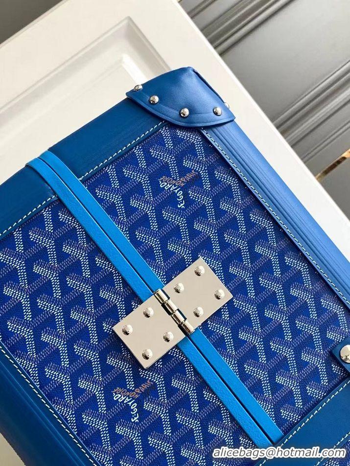 Luxurious Goyard Bourget PM Trolley Case Wheeled Luggage 20inches GY1647 Sky Blue