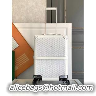 Promotional Goyard Bourget PM Trolley Case Wheeled Luggage 20inches GY1647 White