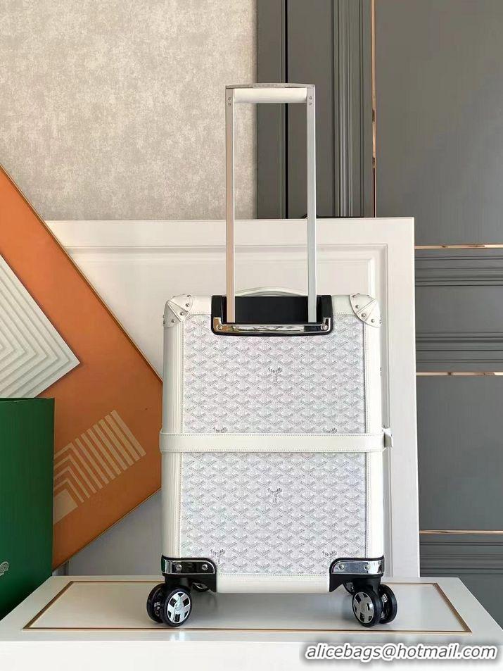 Promotional Goyard Bourget PM Trolley Case Wheeled Luggage 20inches GY1647 White