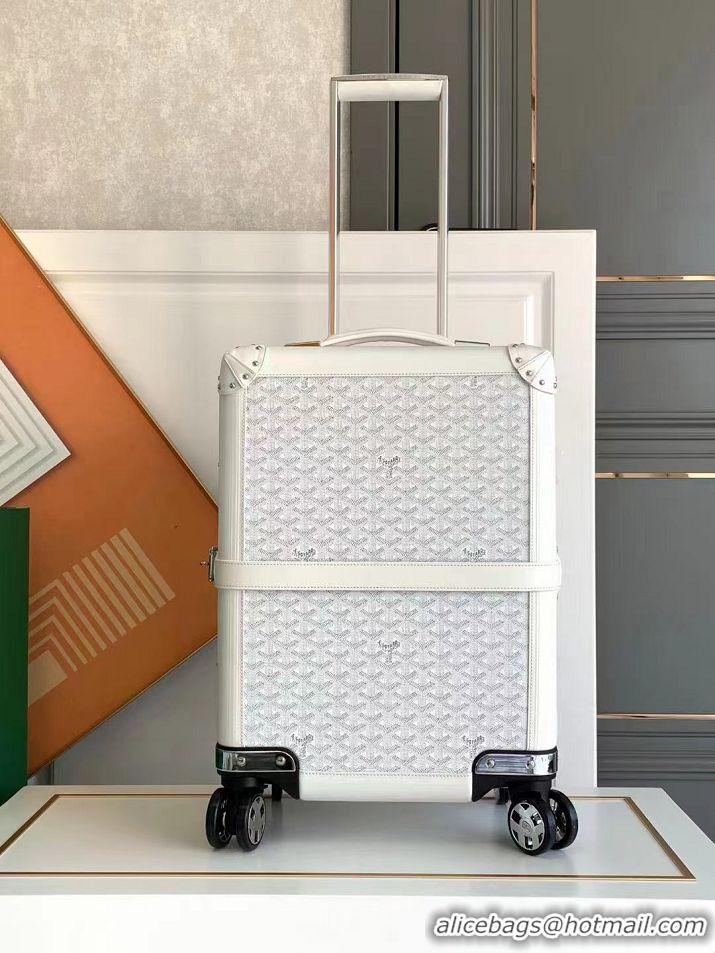 Promotional Goyard Bourget PM Trolley Case Wheeled Luggage 20inches GY1647 White