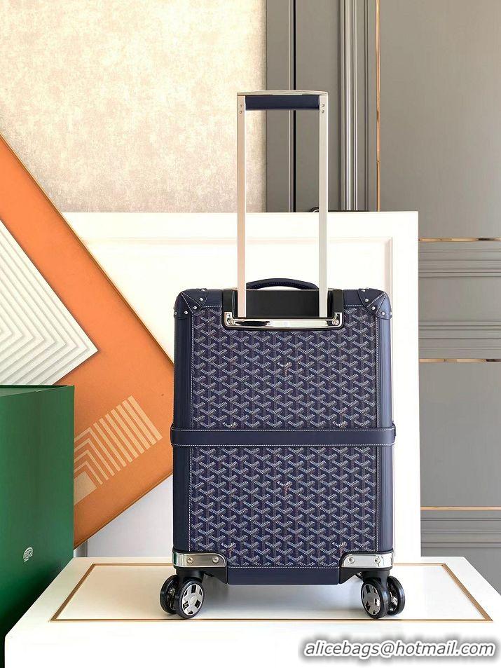 Discount Goyard Bourget PM Trolley Case Wheeled Luggage 20inches GY1647 Navy Blue