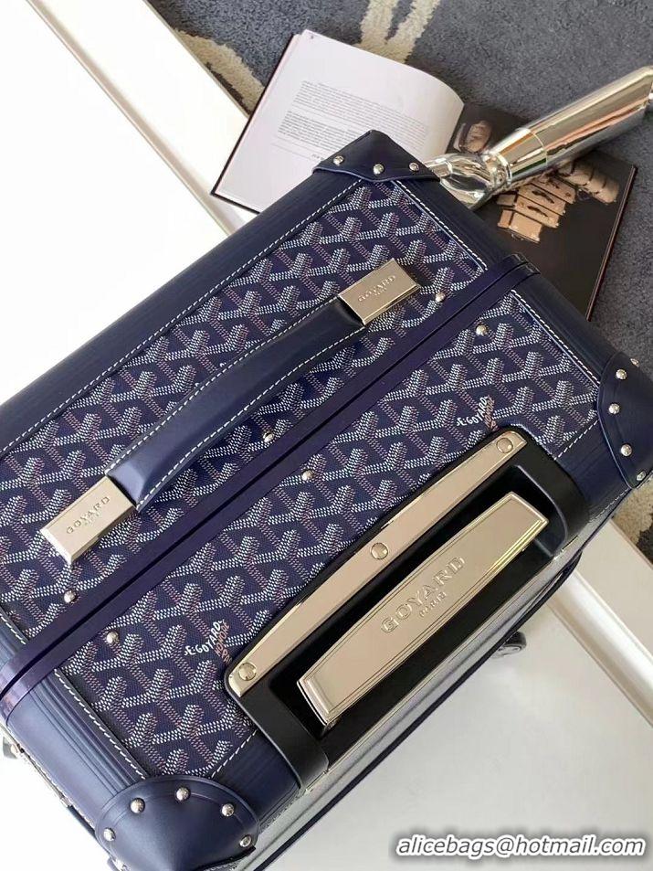 Discount Goyard Bourget PM Trolley Case Wheeled Luggage 20inches GY1647 Navy Blue