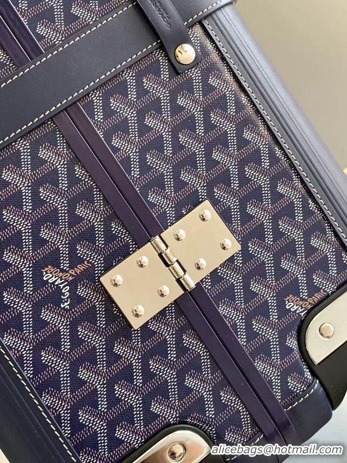 Discount Goyard Bourget PM Trolley Case Wheeled Luggage 20inches GY1647 Navy Blue