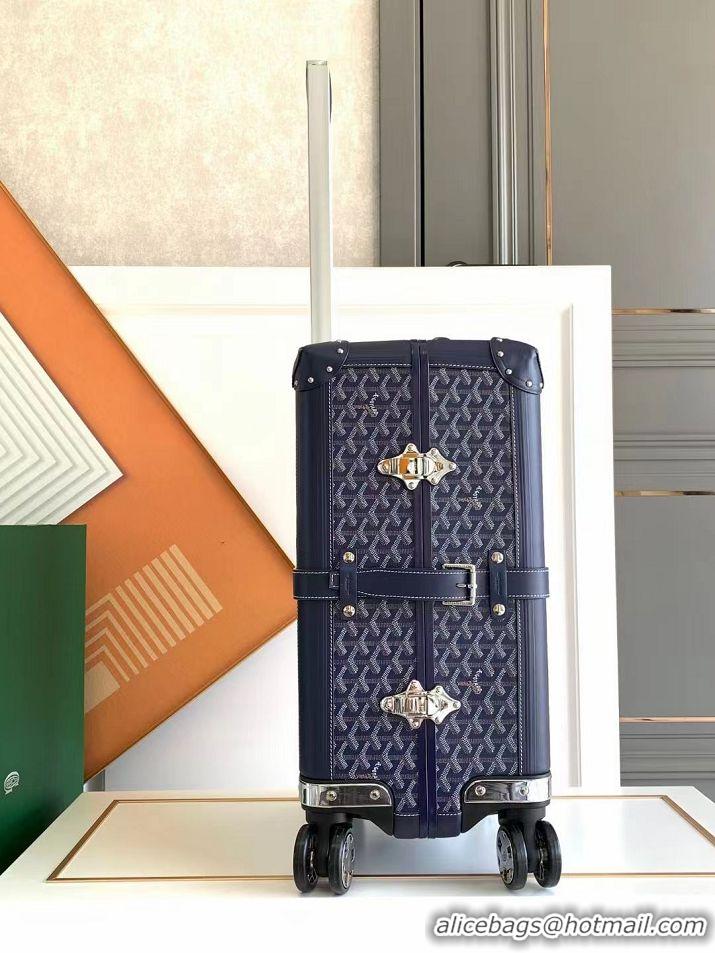 Discount Goyard Bourget PM Trolley Case Wheeled Luggage 20inches GY1647 Navy Blue