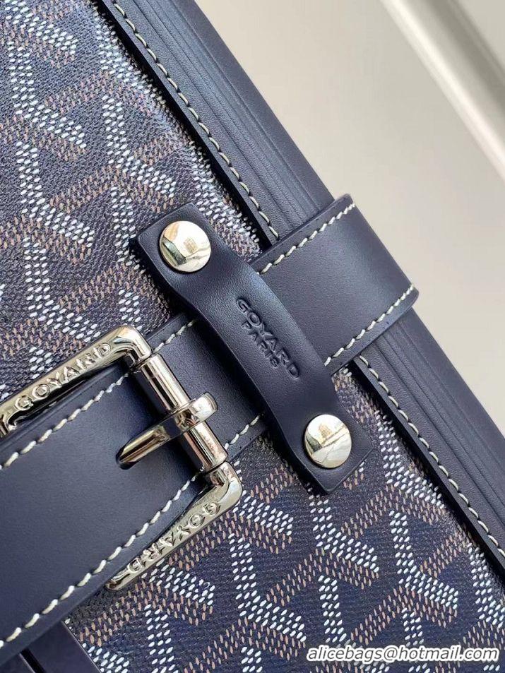 Discount Goyard Bourget PM Trolley Case Wheeled Luggage 20inches GY1647 Navy Blue