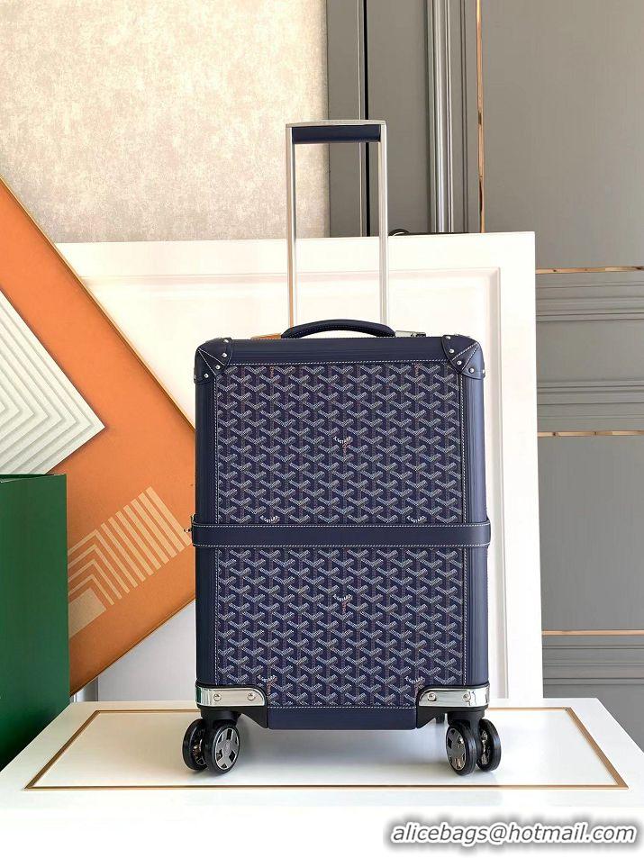 Discount Goyard Bourget PM Trolley Case Wheeled Luggage 20inches GY1647 Navy Blue