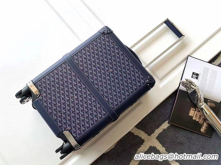 Discount Goyard Bourget PM Trolley Case Wheeled Luggage 20inches GY1647 Navy Blue