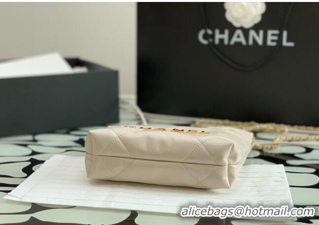 Promotional Chanel 22 Shiny Calfskin Mini Shopping Bag with Pearls AS3980 Beige 2023