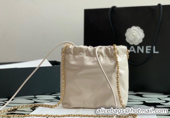 Promotional Chanel 22 Shiny Calfskin Mini Shopping Bag with Pearls AS3980 Beige 2023