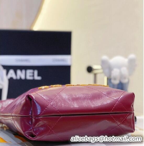 Top Quality Chanel 22 Shiny Calfskin Mini Shopping Bag with Pearls AS3980 Purple 2023