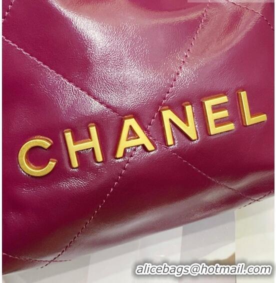 Top Quality Chanel 22 Shiny Calfskin Mini Shopping Bag with Pearls AS3980 Purple 2023