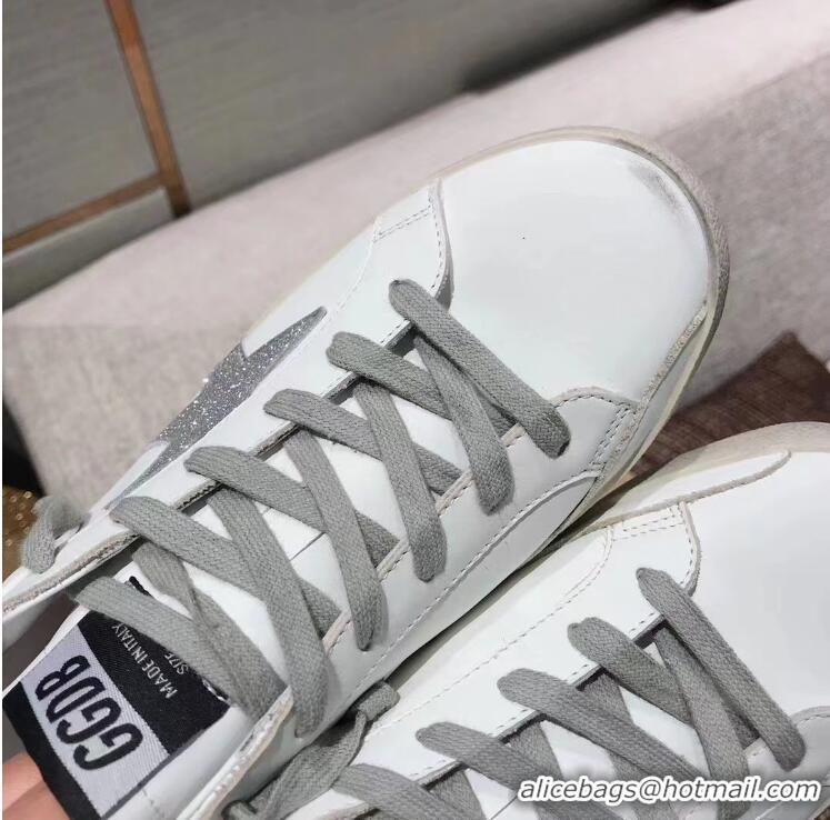 ​Promotional Golden Goose Super-Star Sneakers in Silver Glitter and White Leather 027060