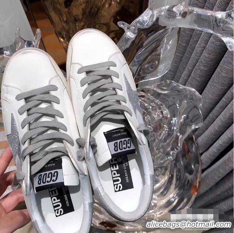 ​Promotional Golden Goose Super-Star Sneakers in Silver Glitter and White Leather 027060