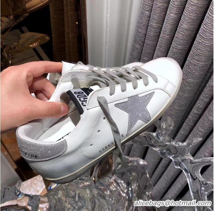 ​Promotional Golden Goose Super-Star Sneakers in Silver Glitter and White Leather 027060