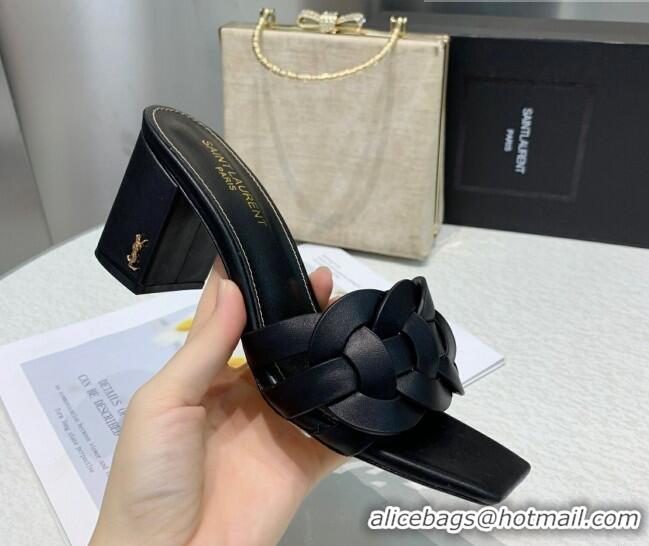 Best Price Saint Laurent Lambskin Medium Slide Sandals 6.5cm Black 0324163