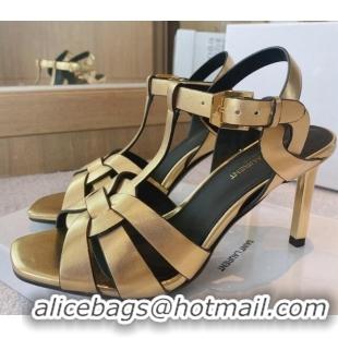 Durable Saint Laurent High Heel Sandals 8.5cm in Calf Leather Gold 0325036