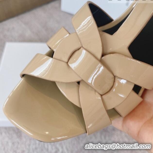 Purchase Saint Laurent High Heel Sandals 8.5cm in Patent Leather Nude 0325044